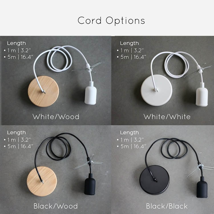 white hardwired pendant light cord kit