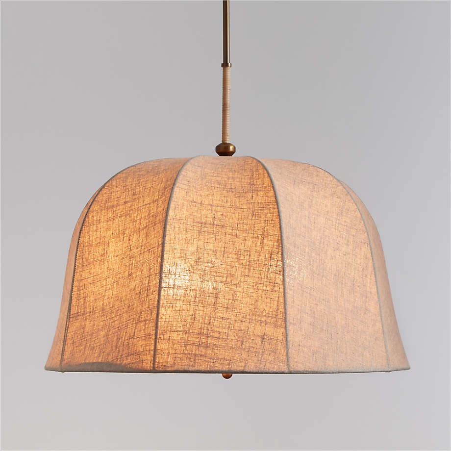 allegra rattan and linen dome pendant light for outdoor