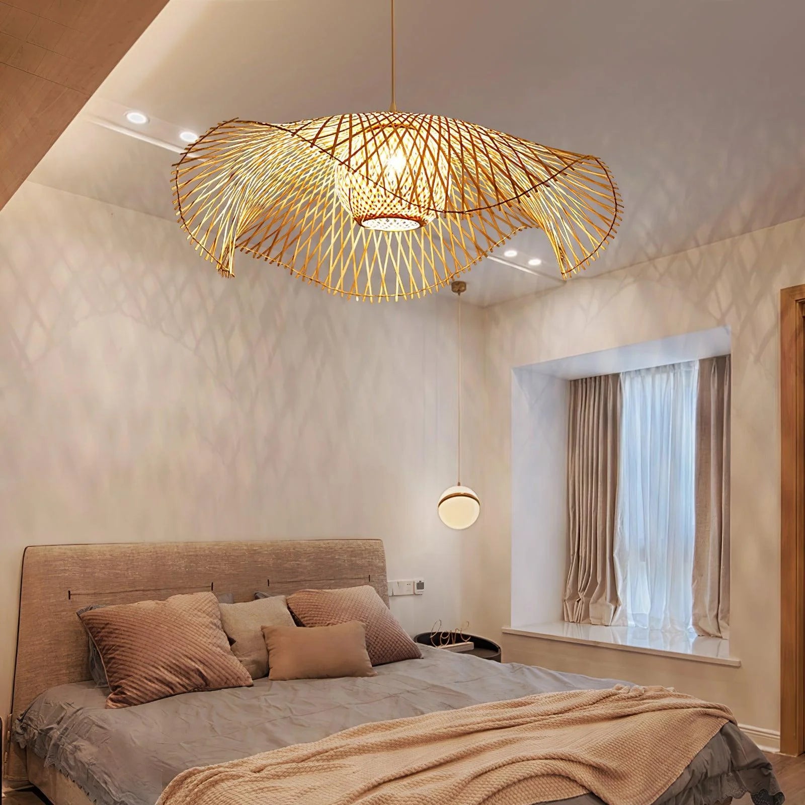 bamboo lotus leaf pendant lamp for bedroom