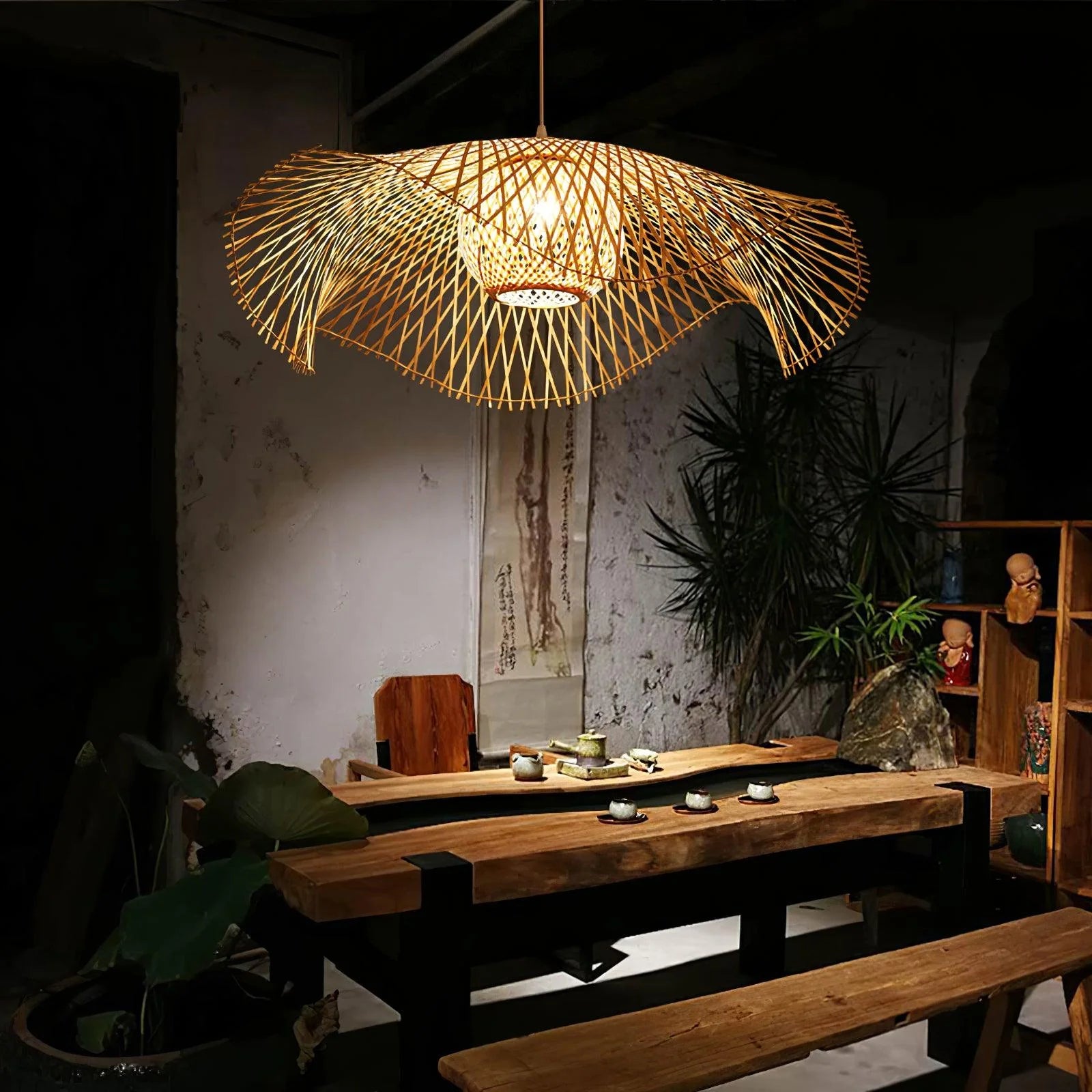 bamboo lotus leaf pendant lamp for dining room