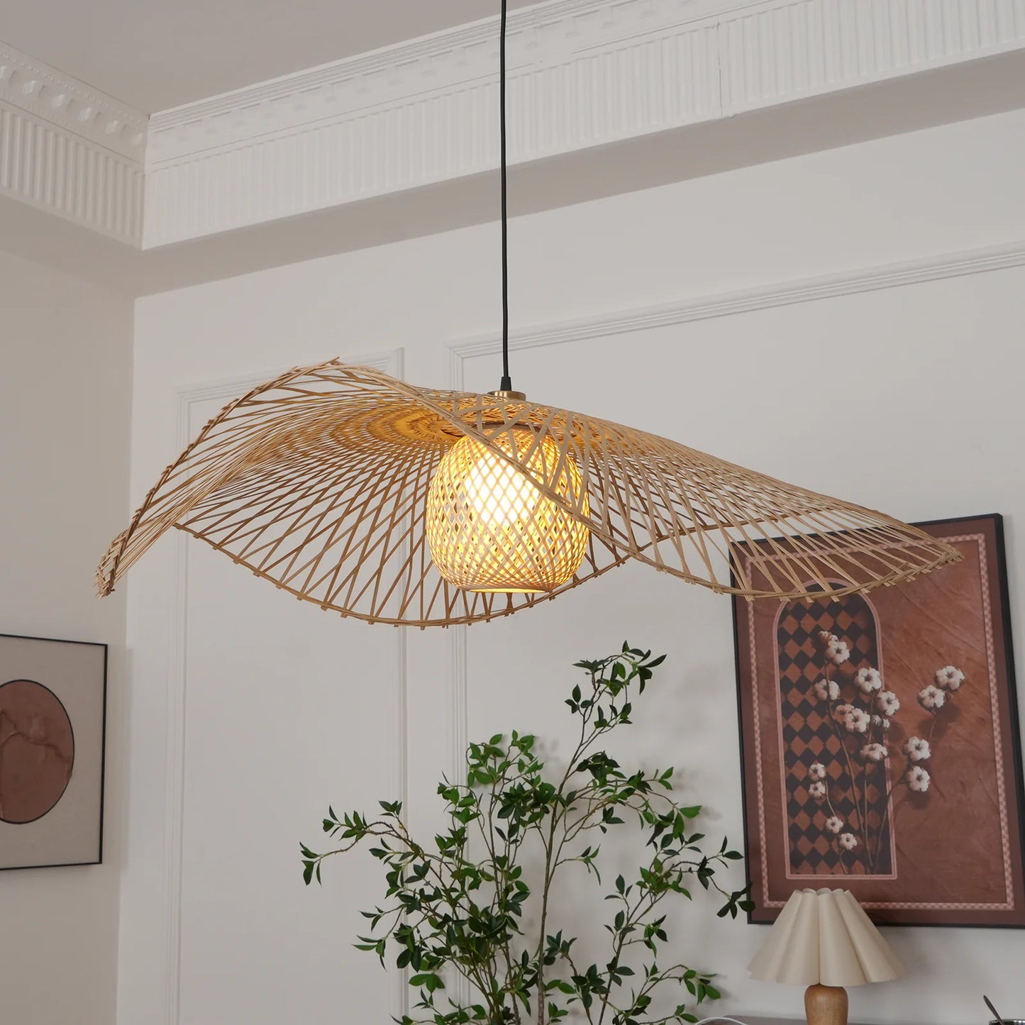 bamboo lotus leaf pendant lamp for home office