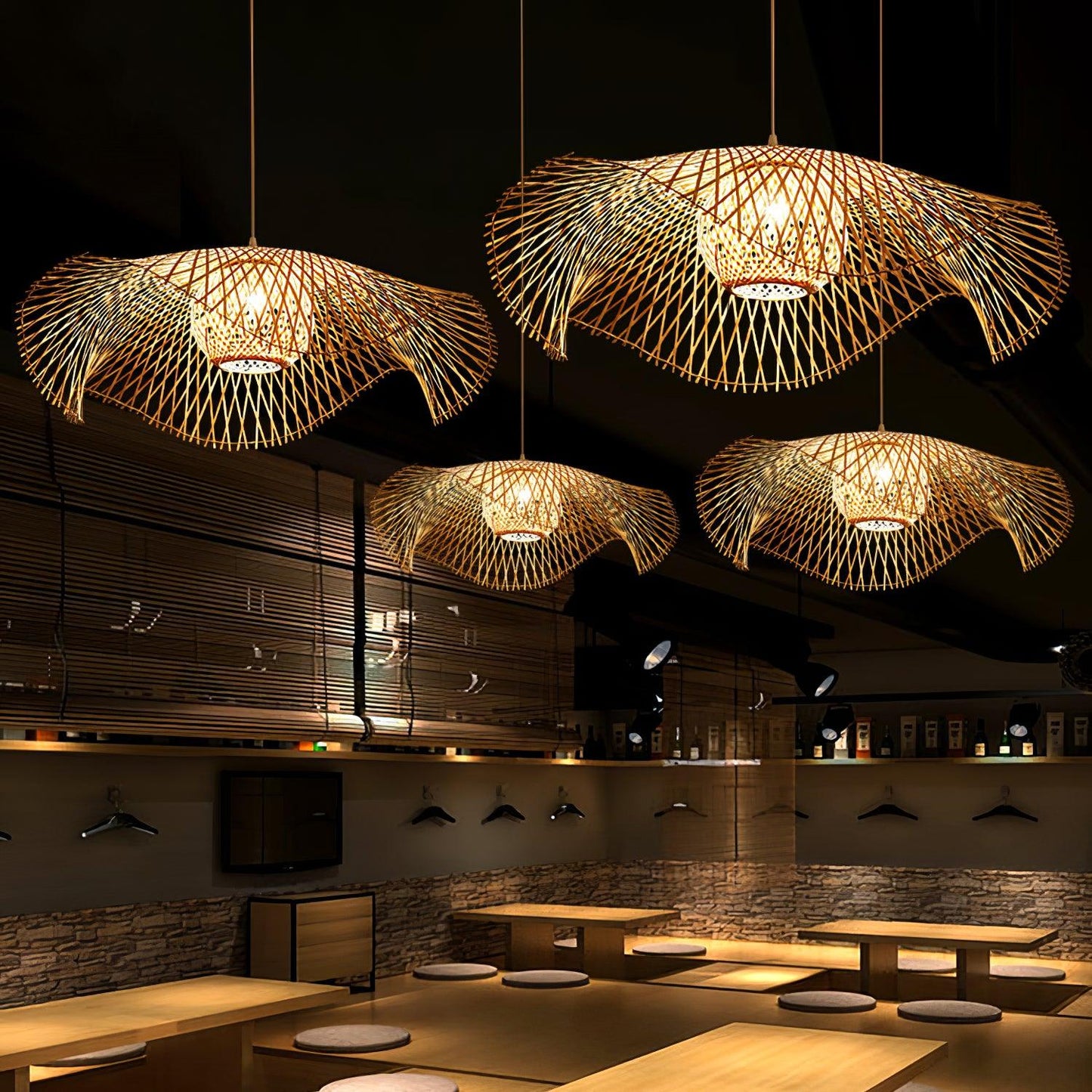 bamboo lotus leaf pendant lamp for cafe