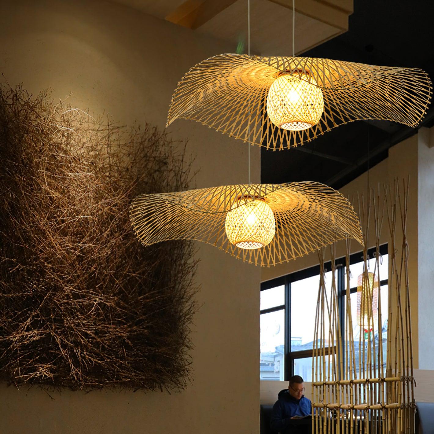 bamboo lotus leaf pendant lamp for restaurant