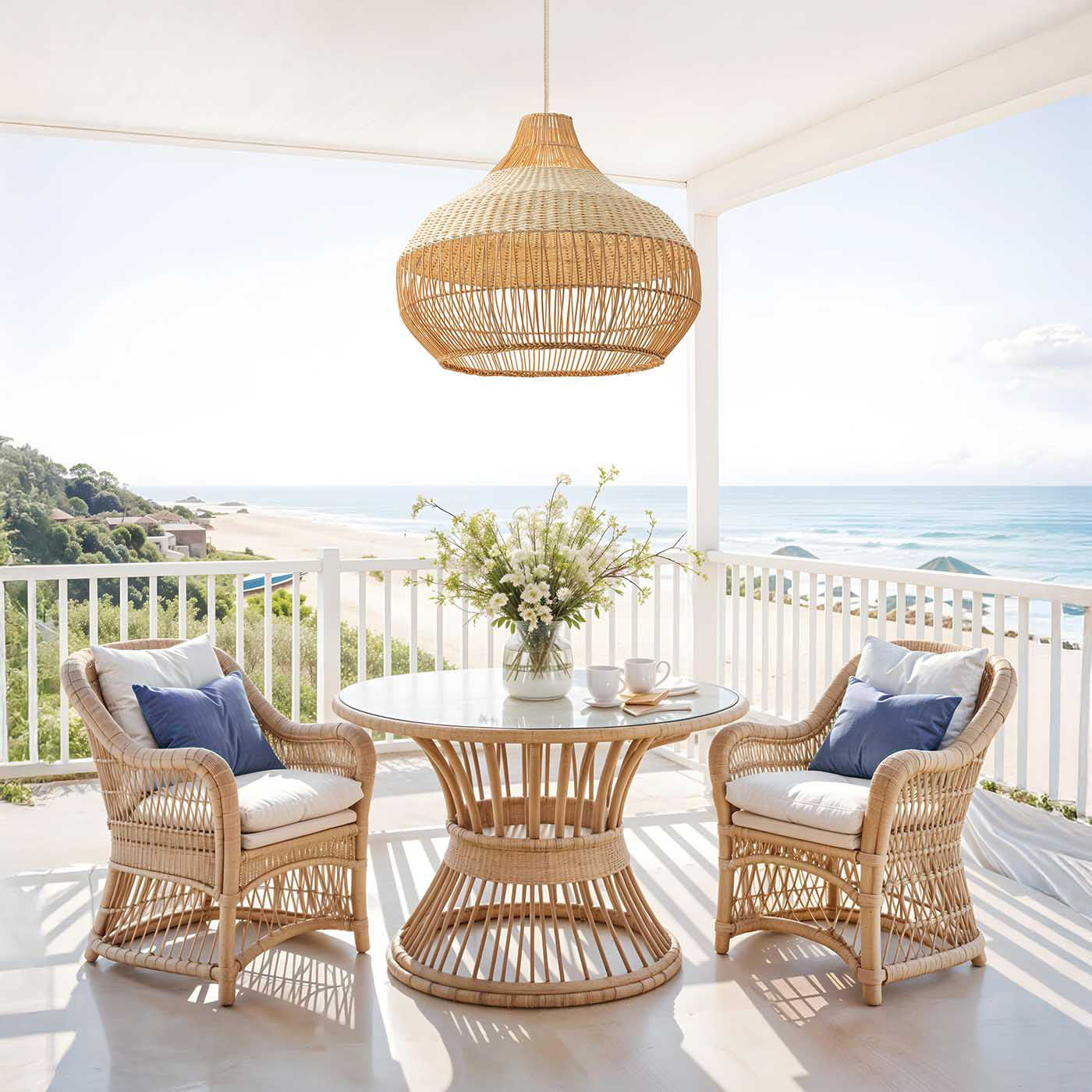 beatrice rattan pendant light dining coastal
