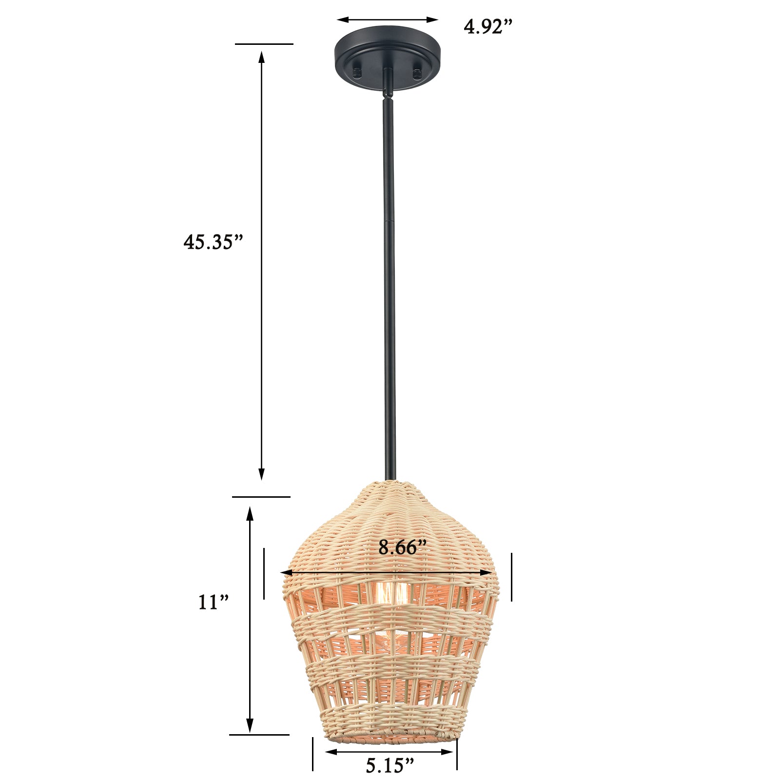 black rattan pendant light boho hanging light for outdoor