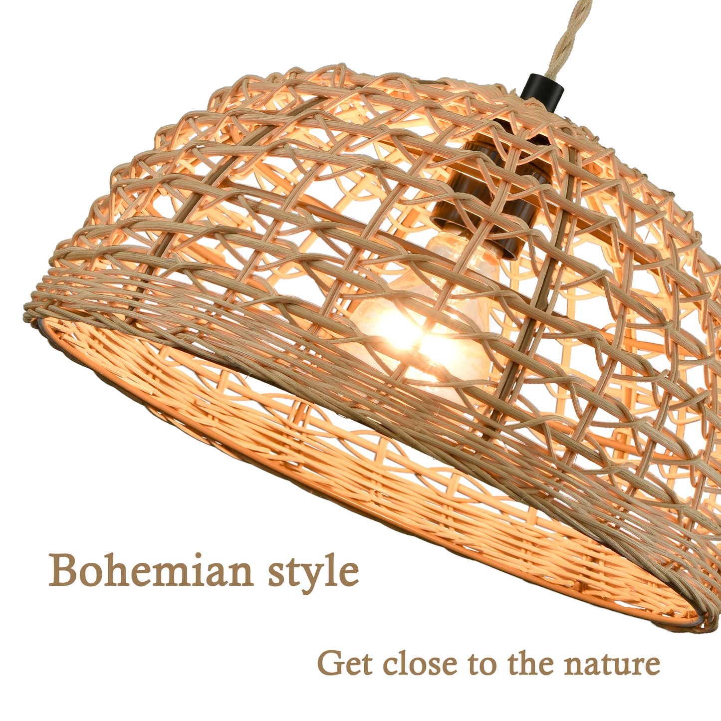 boho plug in pendant light rattan hanging light for kitchen island