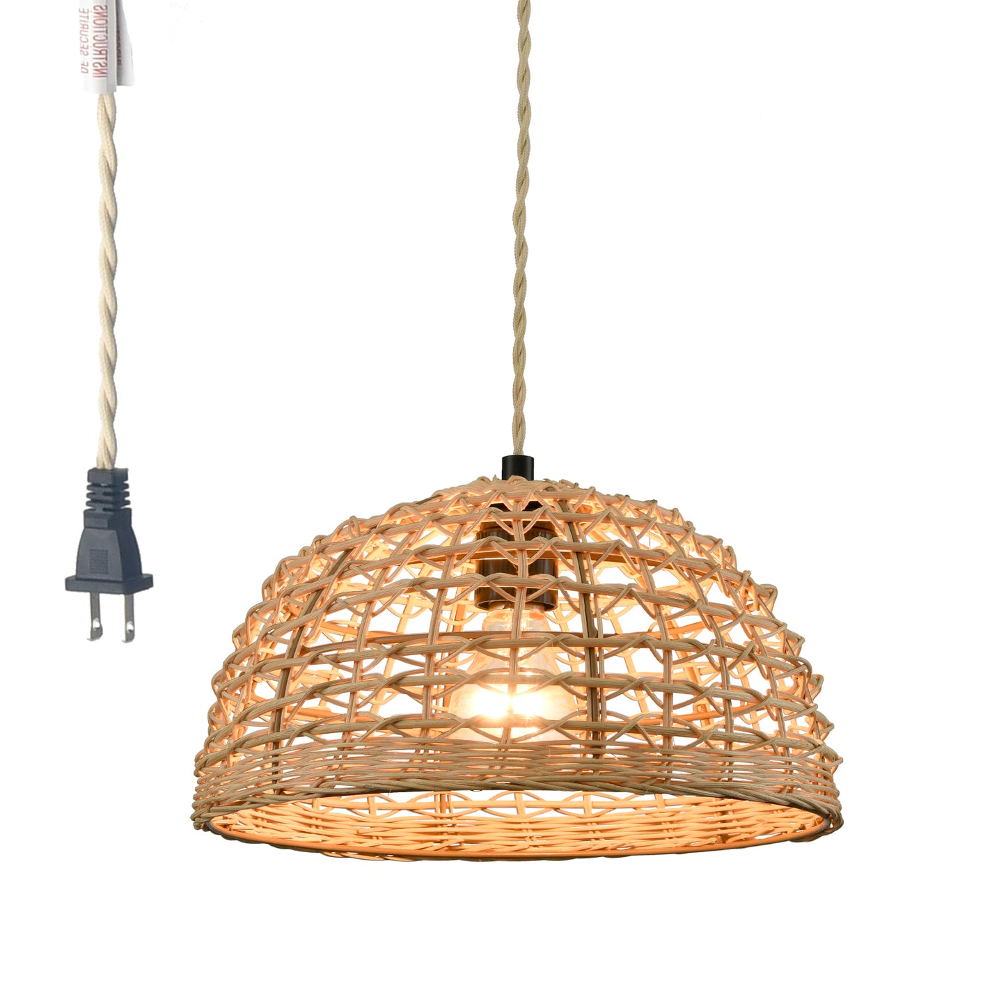 boho plug in pendant light rattan hanging light for outdoor