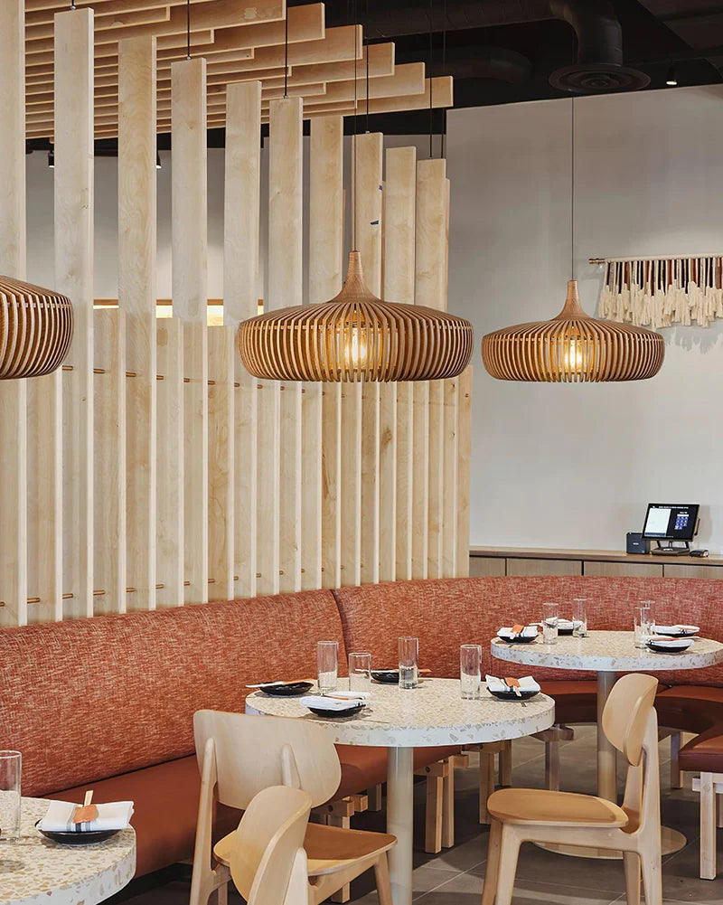 din wood pendant light for restaurant