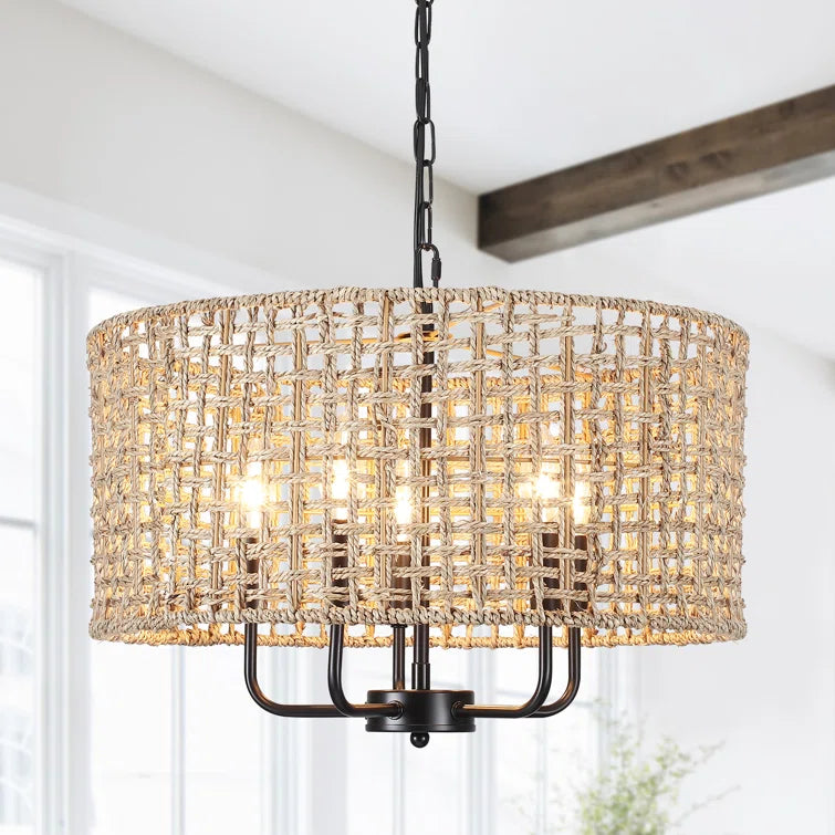 ekkehard 5 light dimmable drum chandelier for dining room