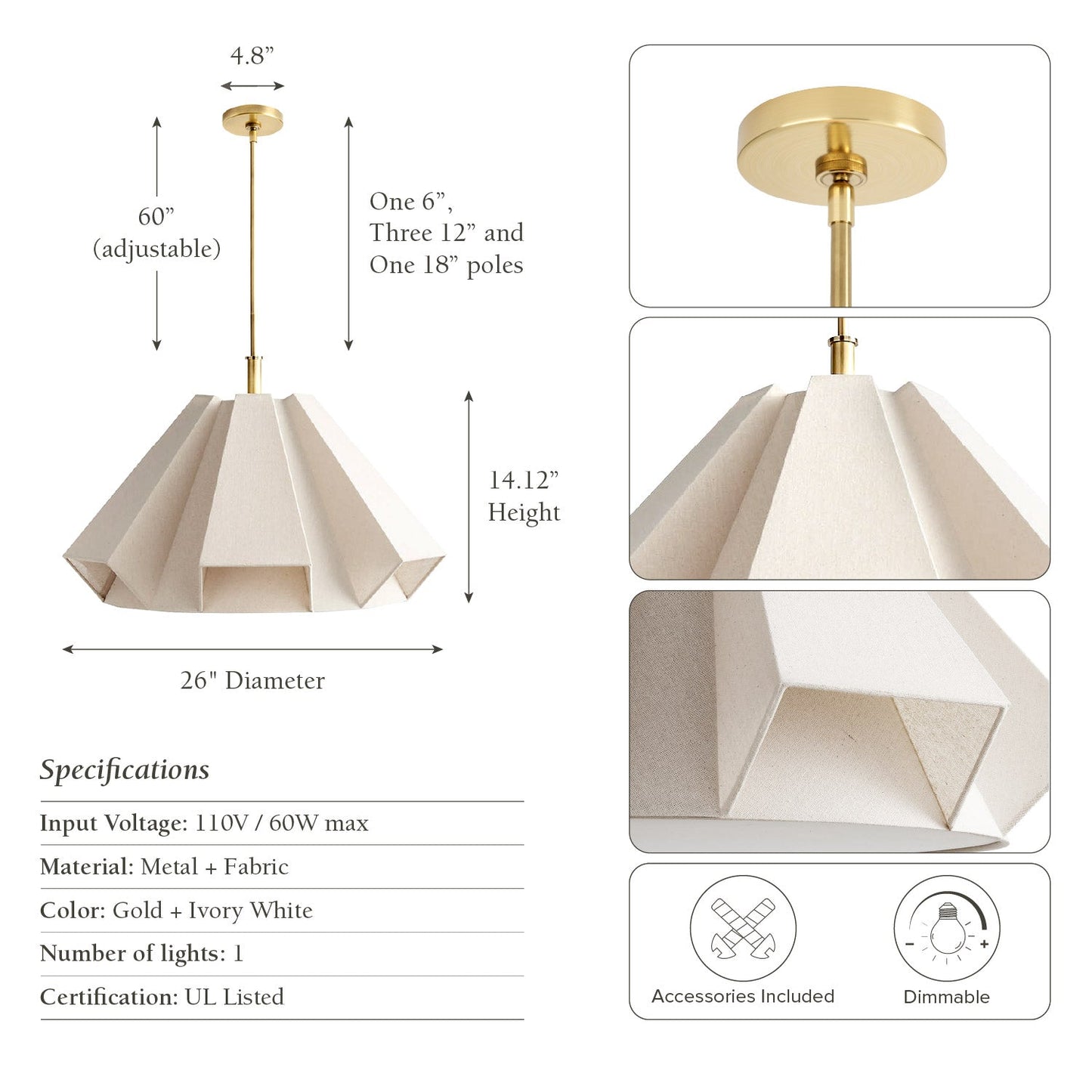 Geometric Linen Pendant Light