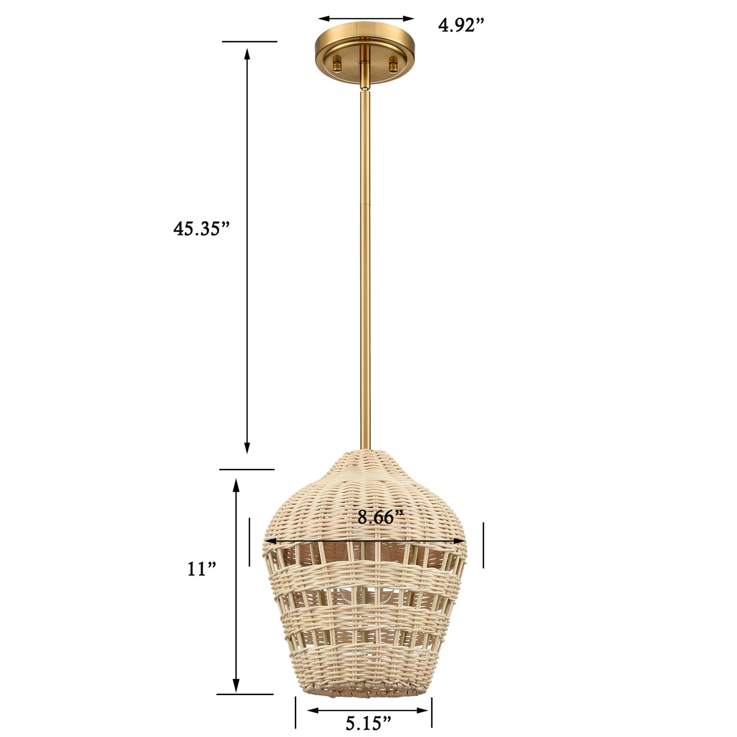 gold rattan pendant light boho hanging light for foyer