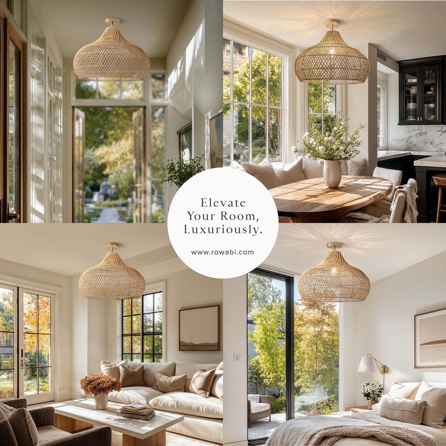 Kloe Rattan Flush Mount Light