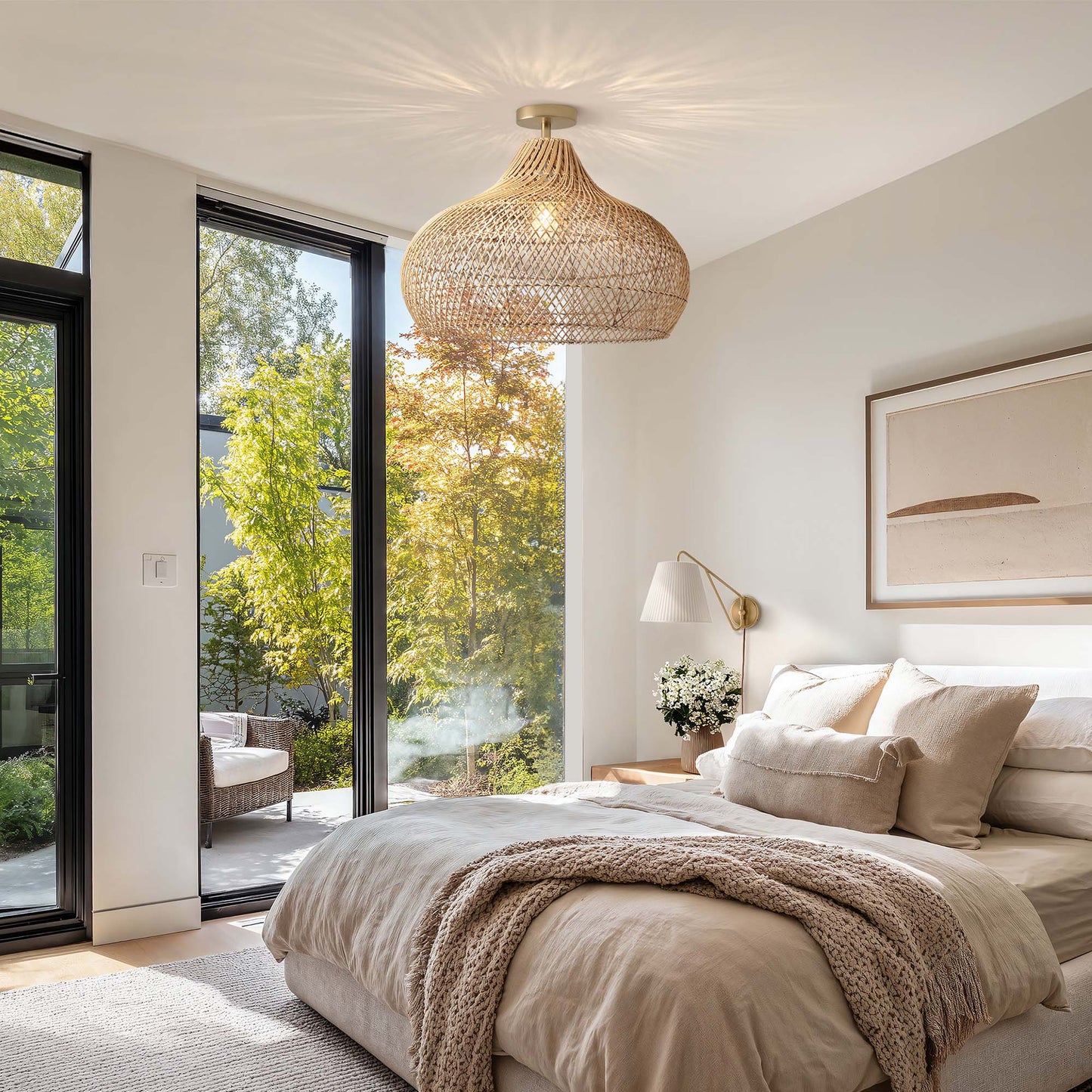 Kloe Rattan Flush Mount Light