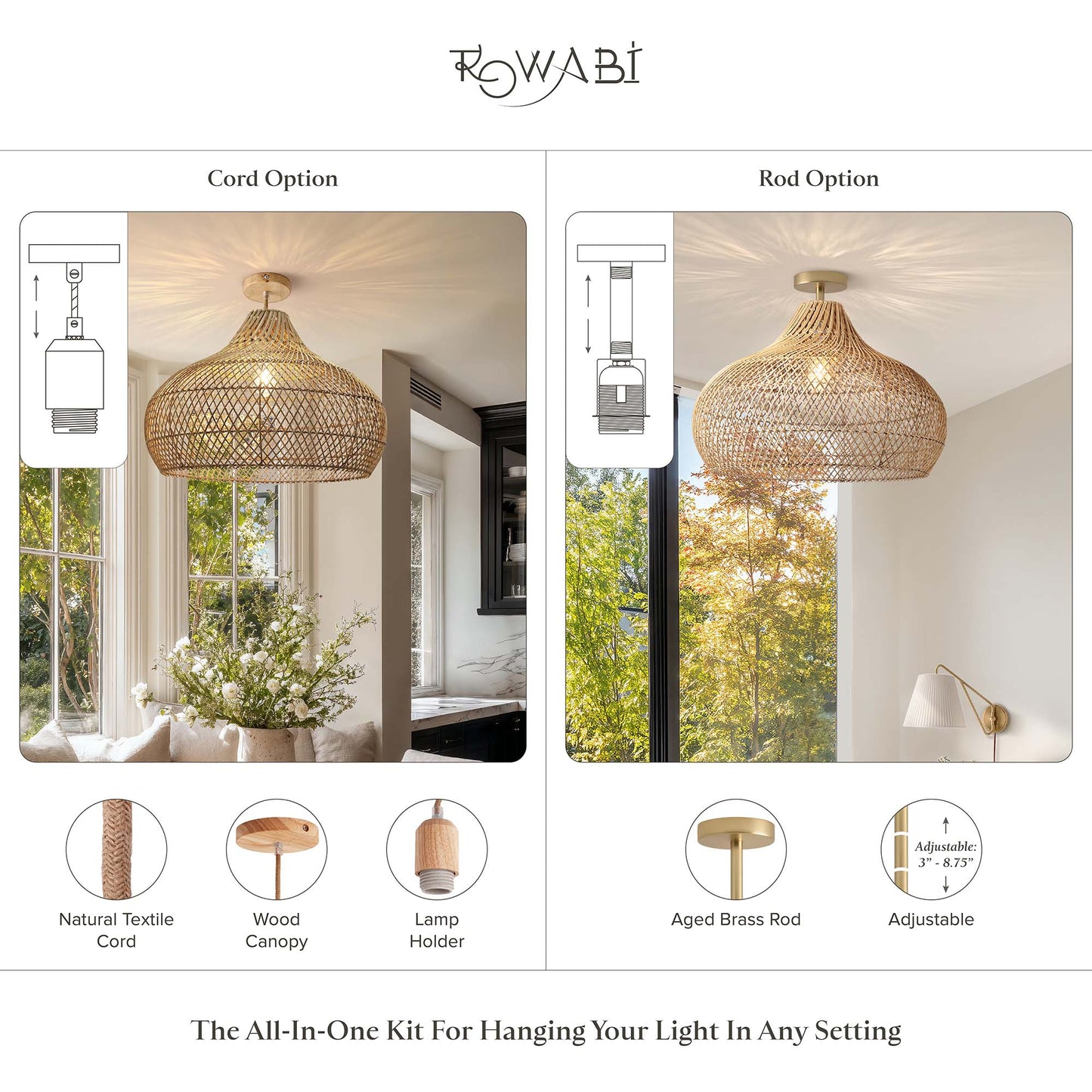 Kloe Rattan Flush Mount Light