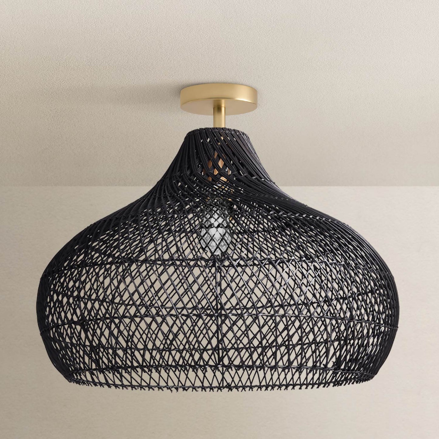 Latigo Rattan Flush Mount Light