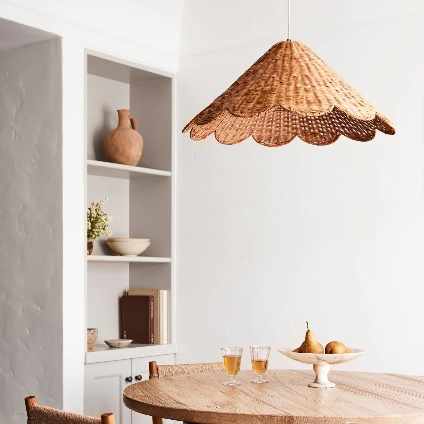 maude rattan scallop pendant light for kitchen