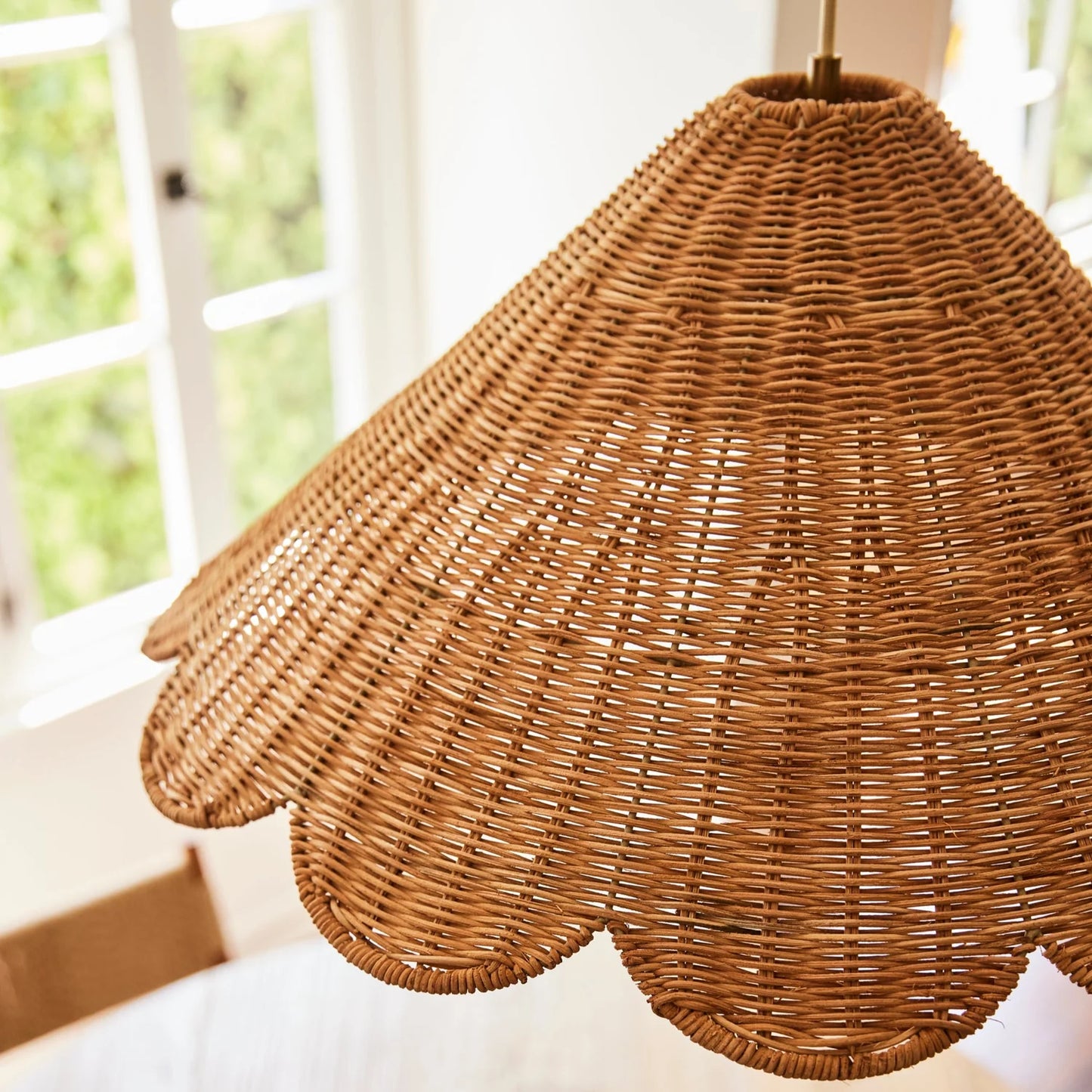 maude rattan scallop pendant light for hallway