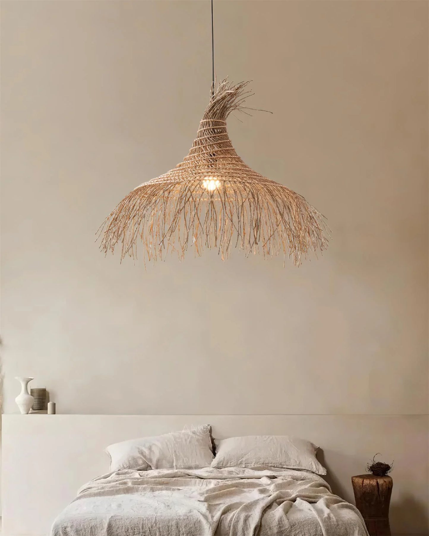 pipa natural pendant light for bedroom