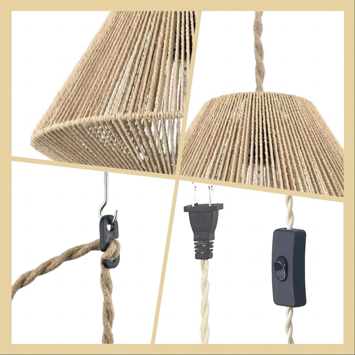 plug in pendant light hemp rope hanging light for dining room