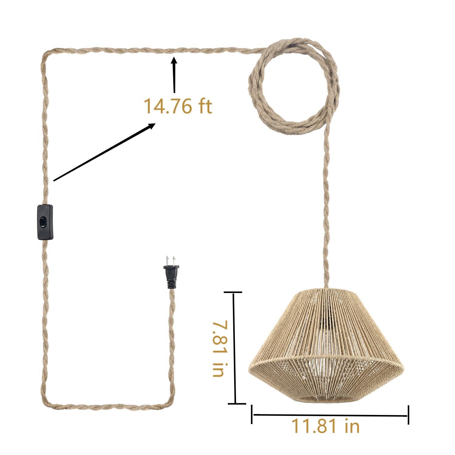 plug in pendant light hemp rope hanging light for outdoor