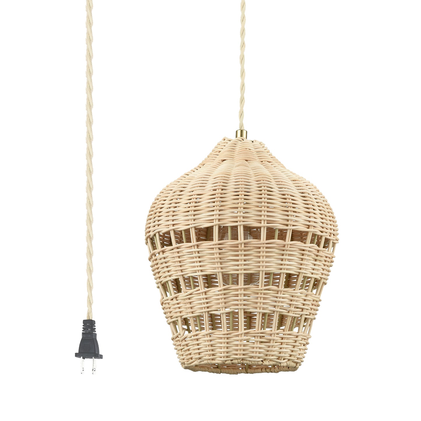 rattan plug in pendant light boho hanging light for dining room