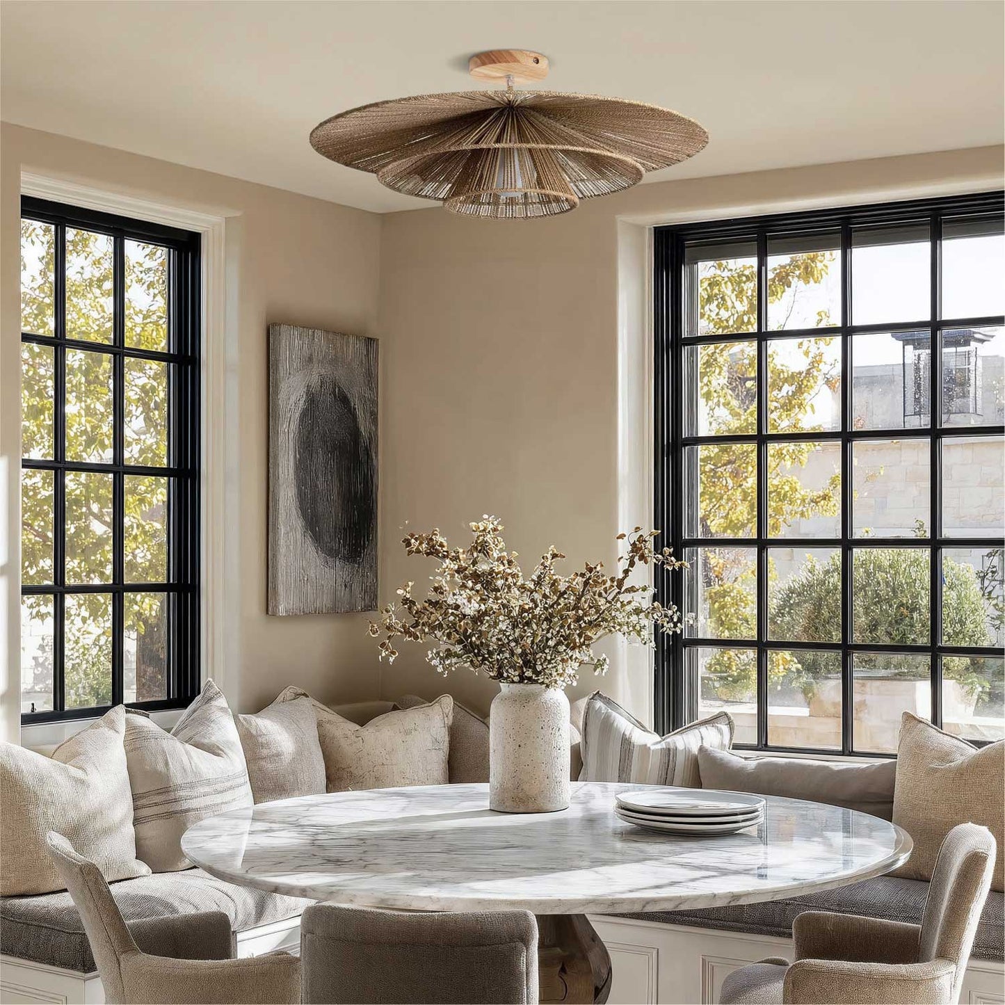 Sammie Tier Rattan Flush Mount Light