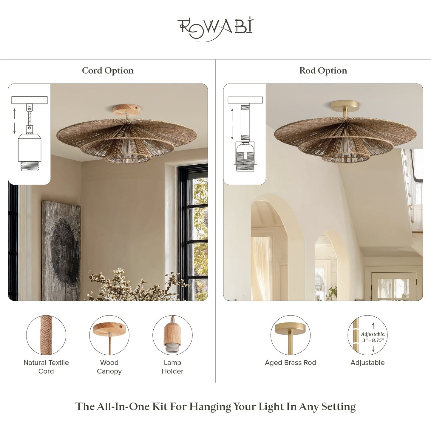 Sammie Tier Rattan Flush Mount Light