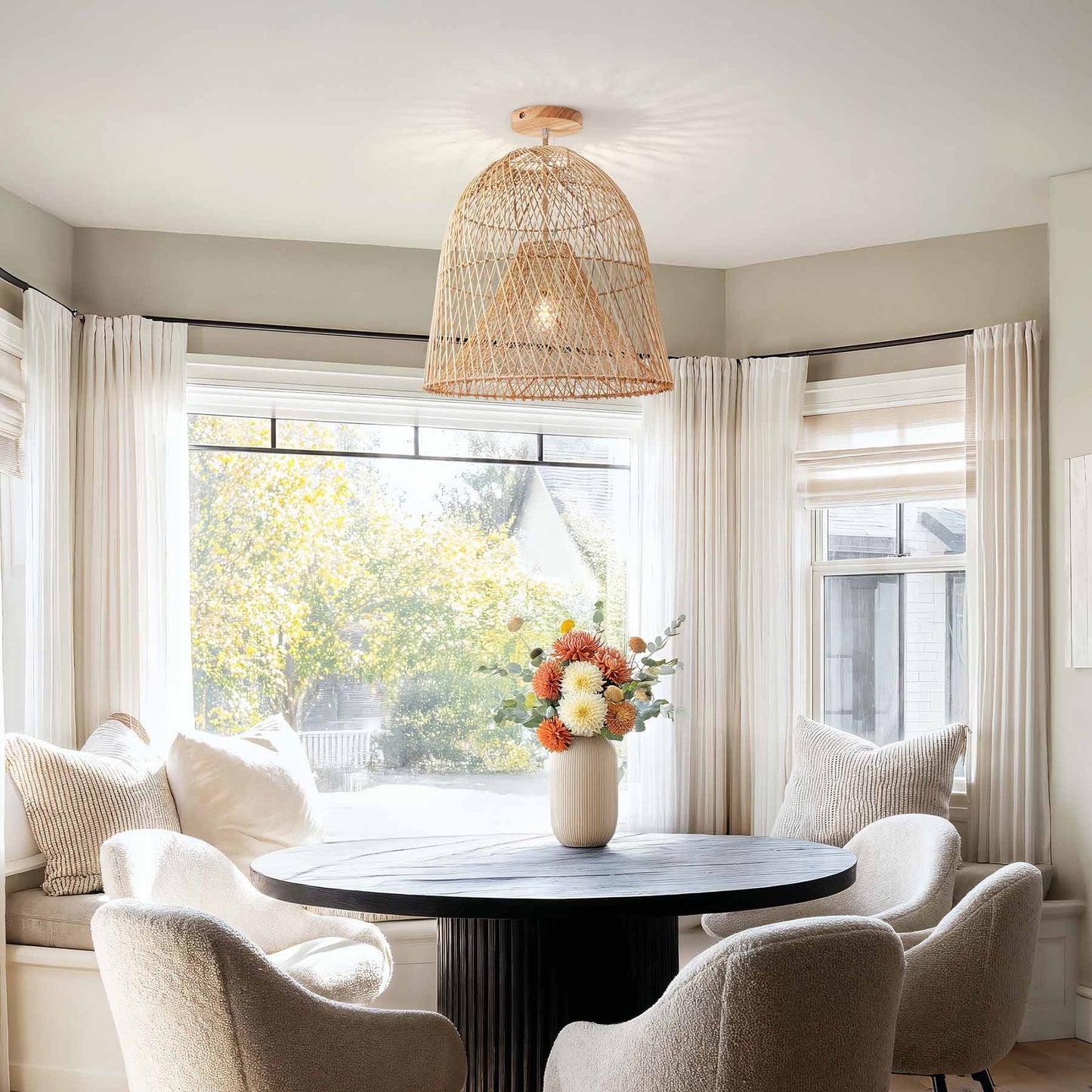 Santa Barbara Rattan Flush Mount Light