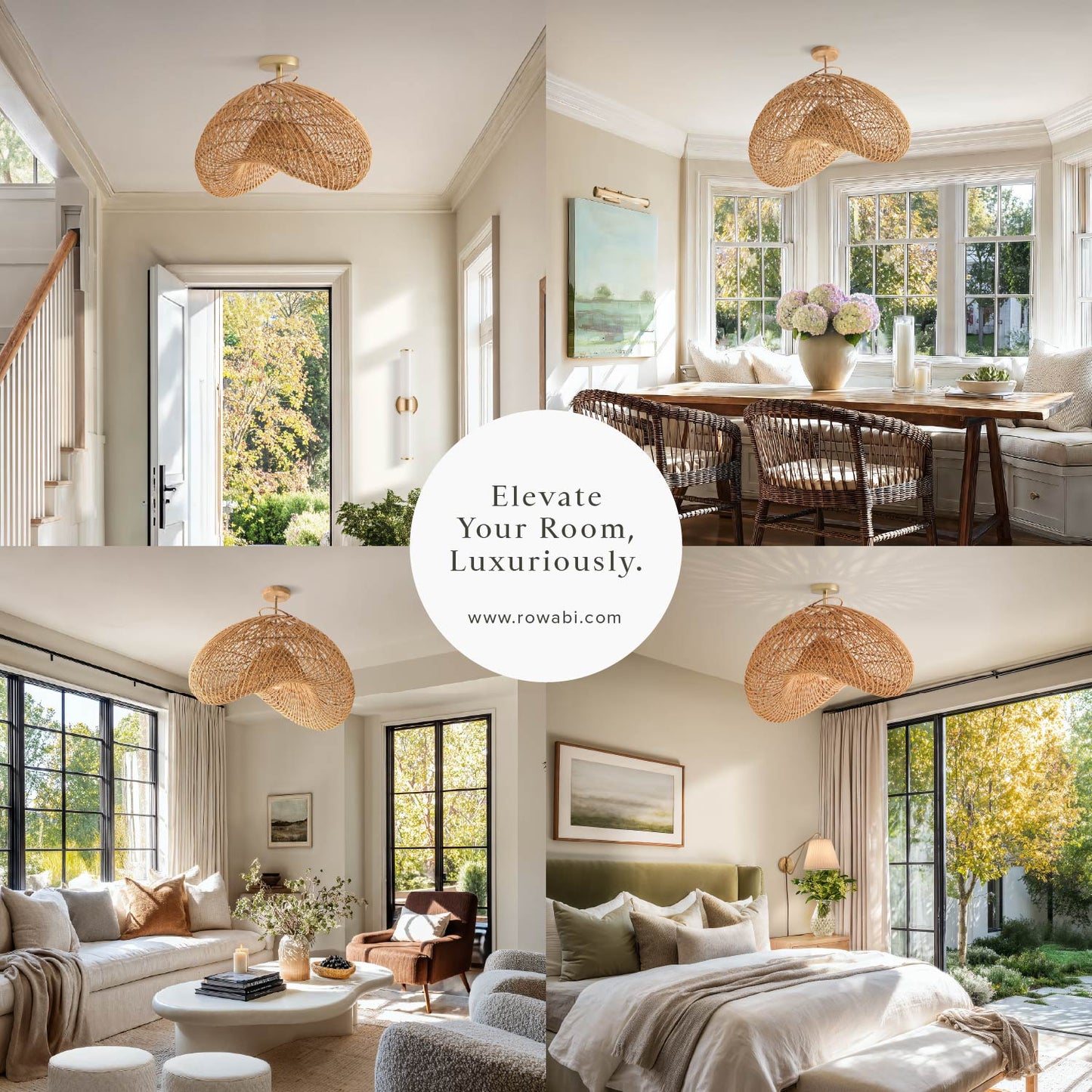 Sepherina Rattan Flush Mount Light