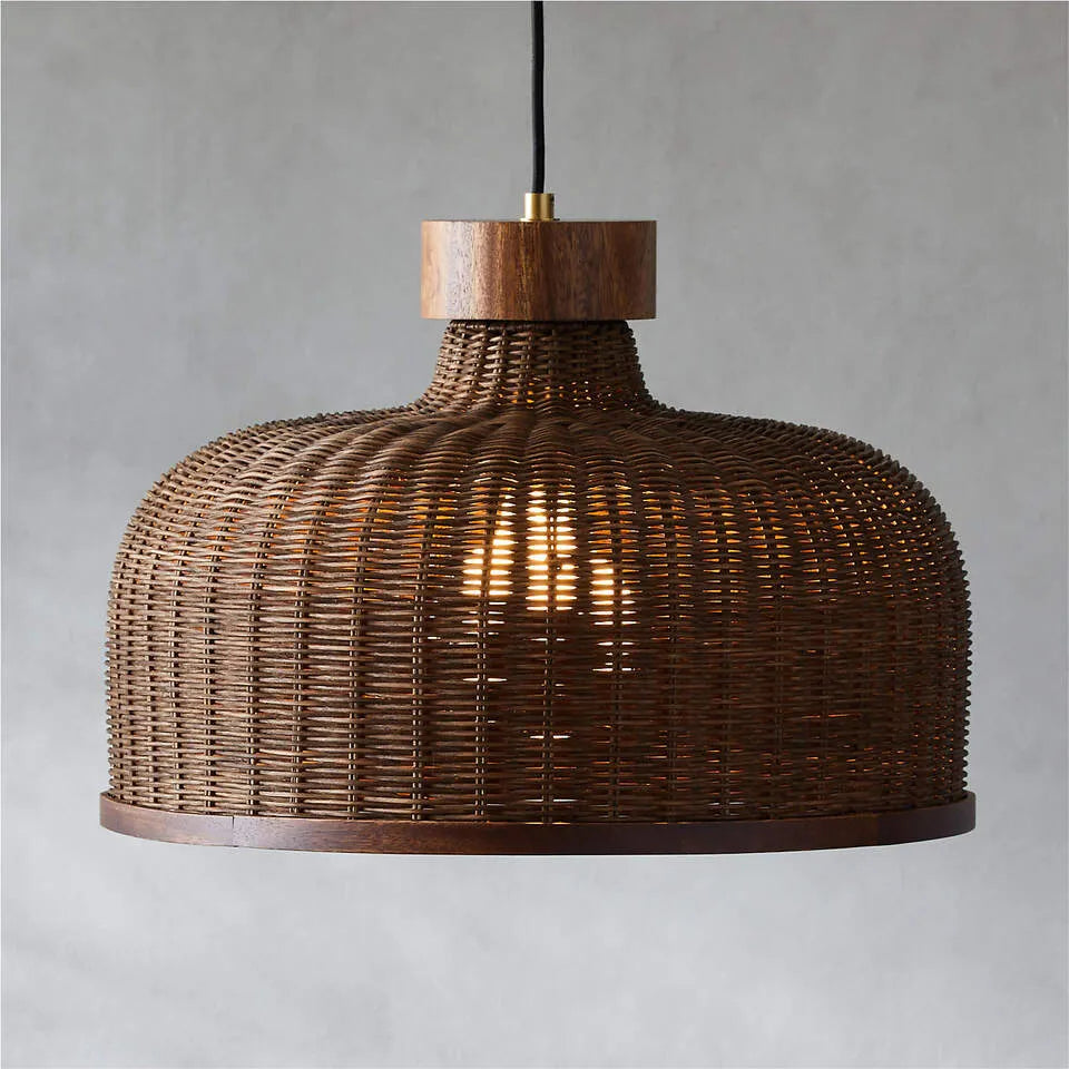 sago rounded rattan pendant light for foyer