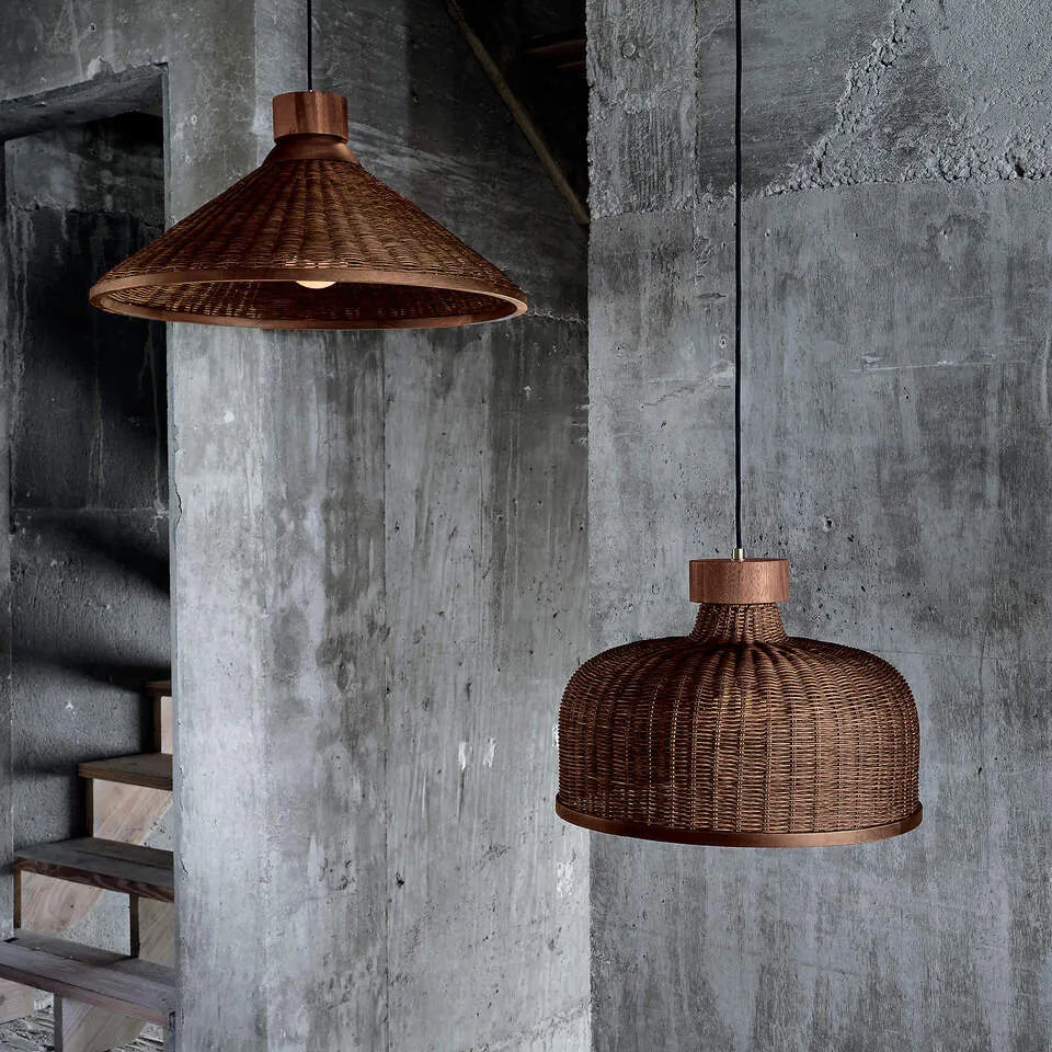 sago rounded rattan pendant light for basement