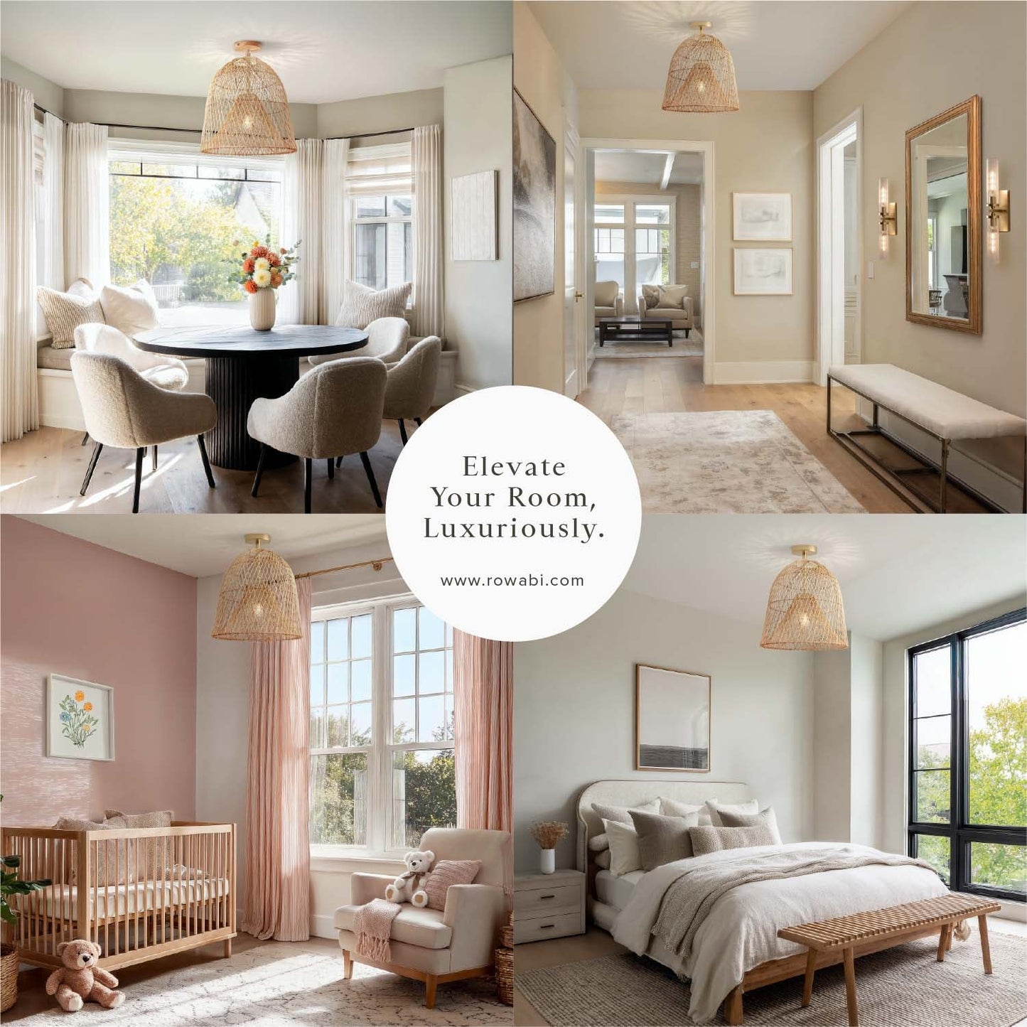 Santa Barbara Rattan Flush Mount Light