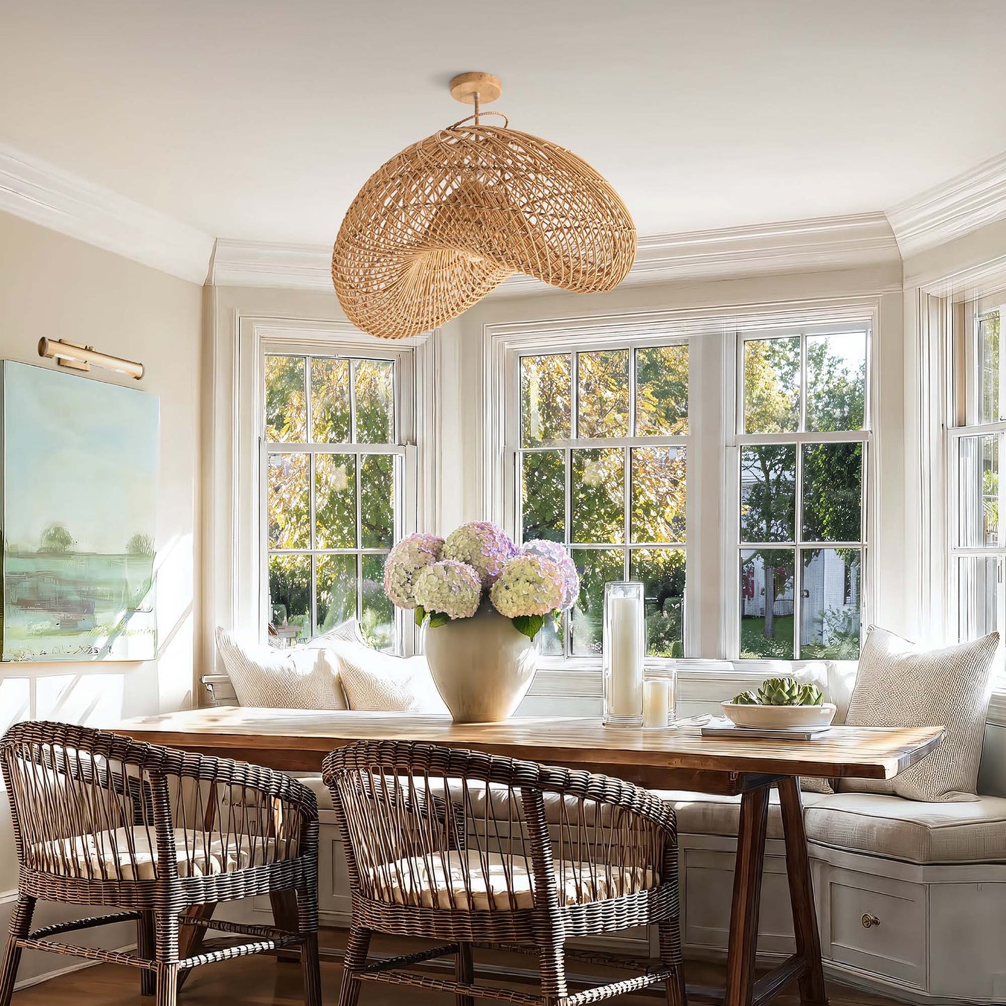 Sepherina Rattan Flush Mount Light