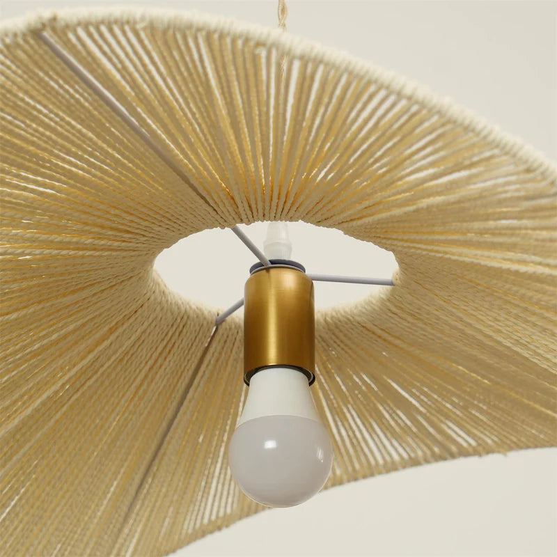 straw hat pendant light for outdoor