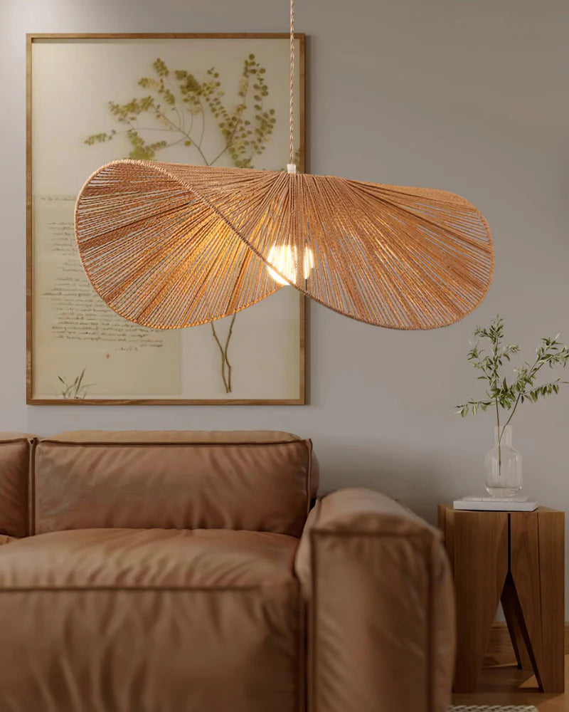 straw hat pendant light for study room