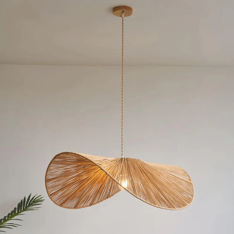 straw hat pendant light for basement