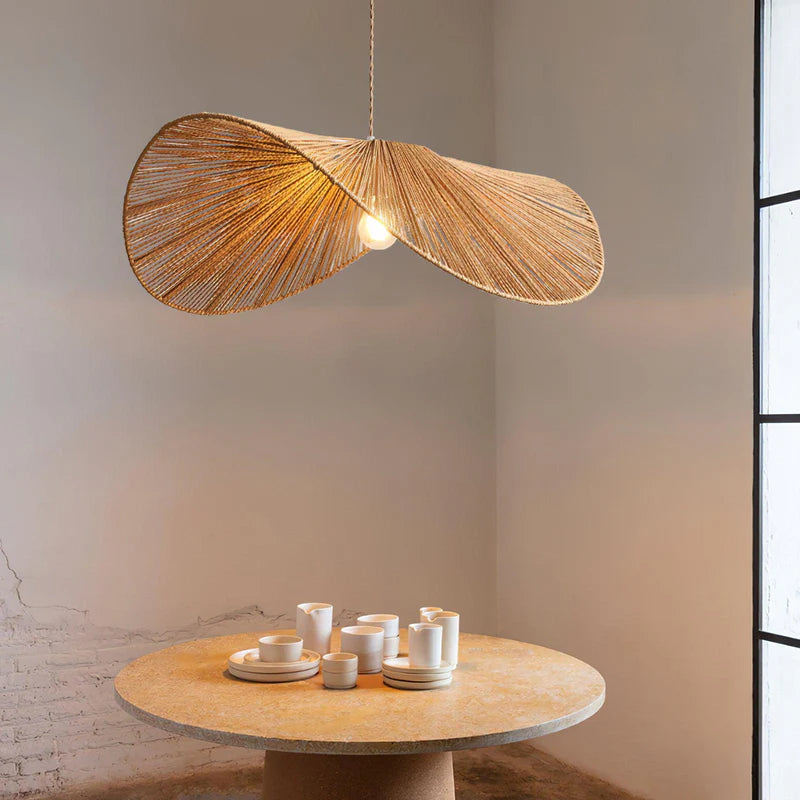 straw hat pendant light for kitchen island